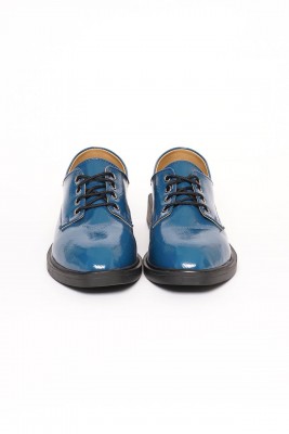 Bağlı Petrol Mavisi Rugan Loafer Ayakkabı